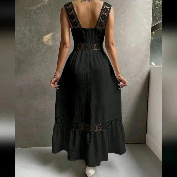 COPY - Guipure Lace Insert Ruffle Hem Dress - Picture 3 of 6